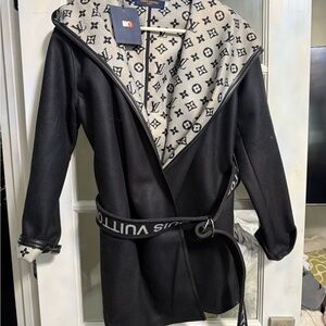 Black Trench Coat with Monogram Lining